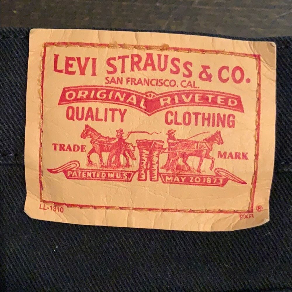 Vintage LEVI Denim Jeans Relaxed Boot Cut 550 Black High Waisted size 14m